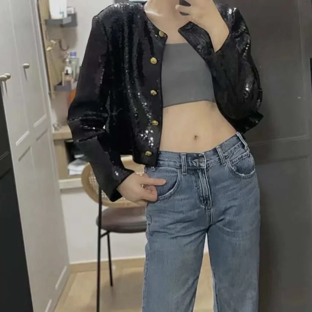 99新 Celine/思琳 wn96 ss23 亮片刺绣单排扣夹克外套 36码