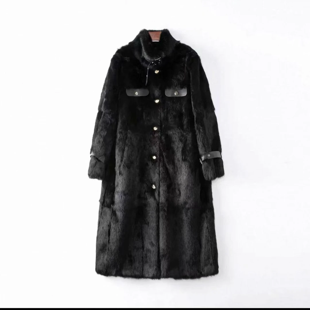 新款立领女士长款真冬季外套过膝皮毛大衣