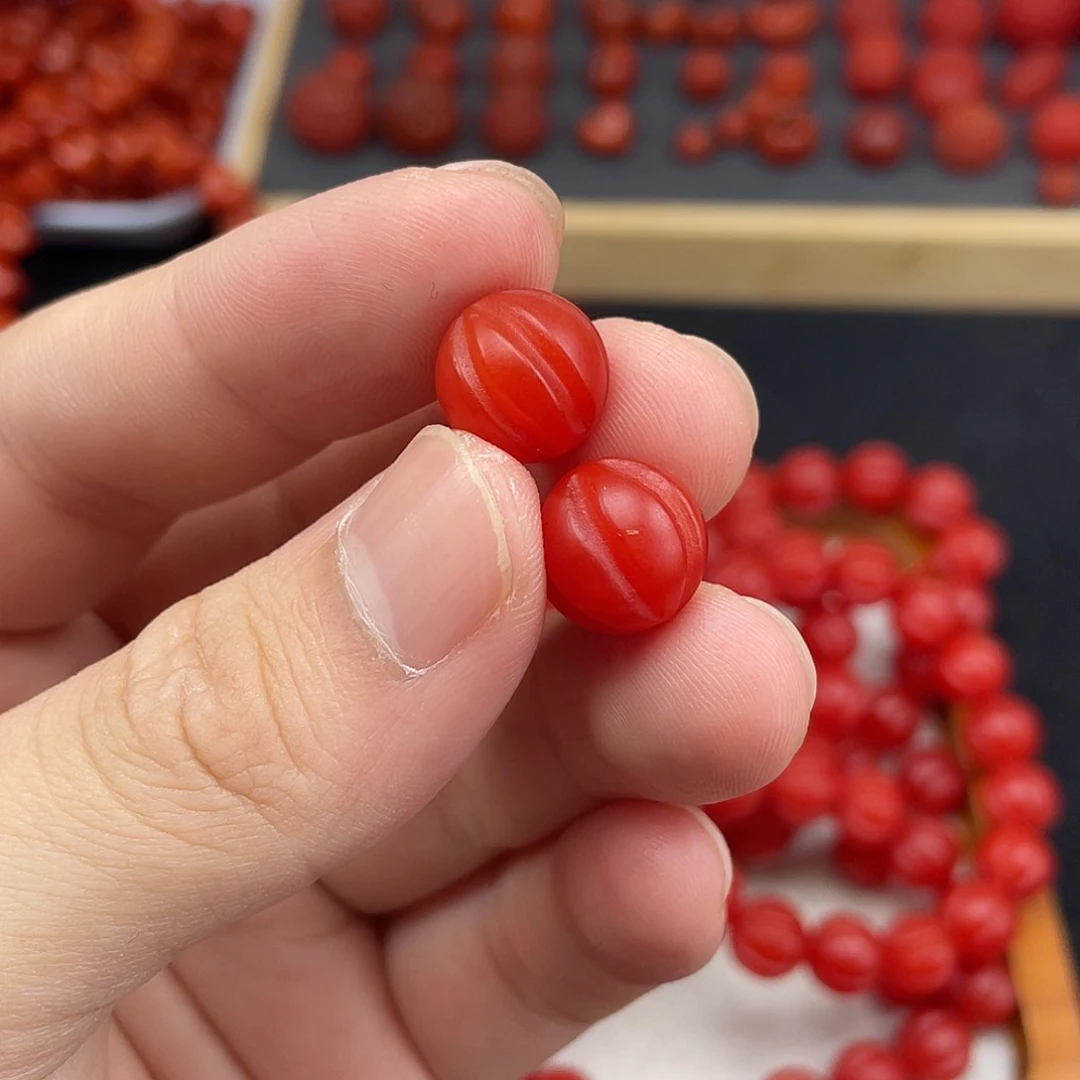 南红玛瑙10红保山锦红哑光卡12南瓜珠两颗未镶嵌