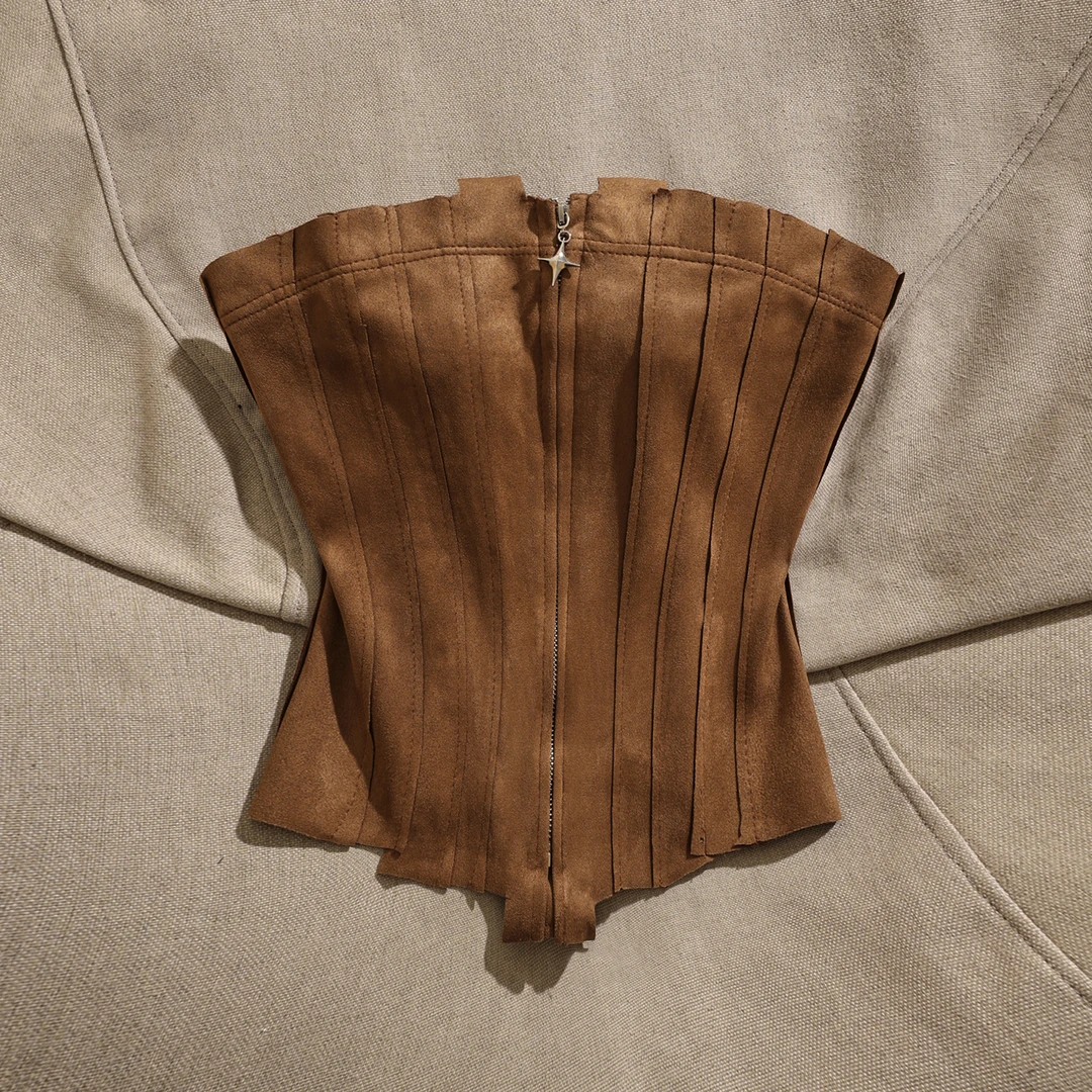 独特绝美别致性感风拉链抹胸吊带背心女修身显瘦百搭上衣辣妹气质