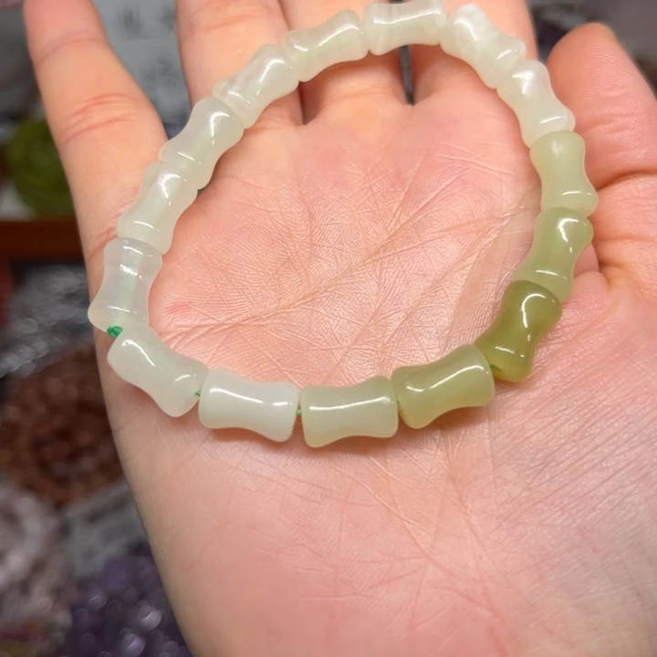 水晶手链未镶嵌绿纹石竹节12