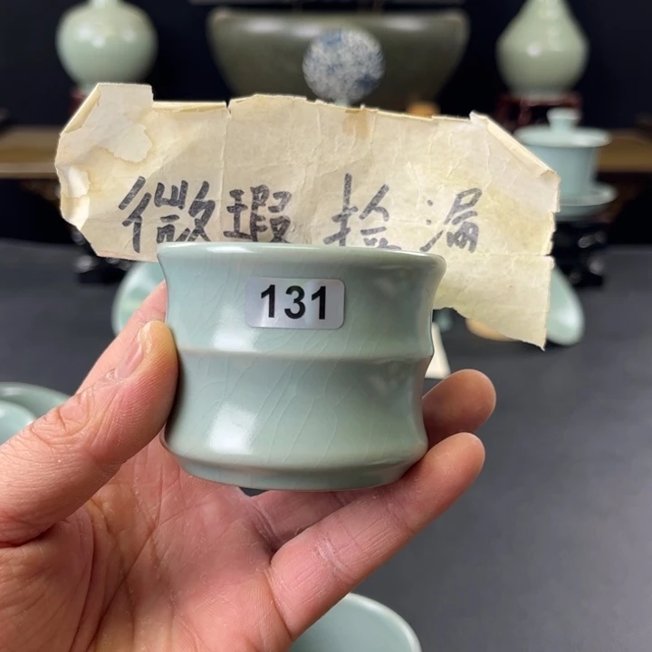 杯仿古釉竹节杯131号微瑕捡漏