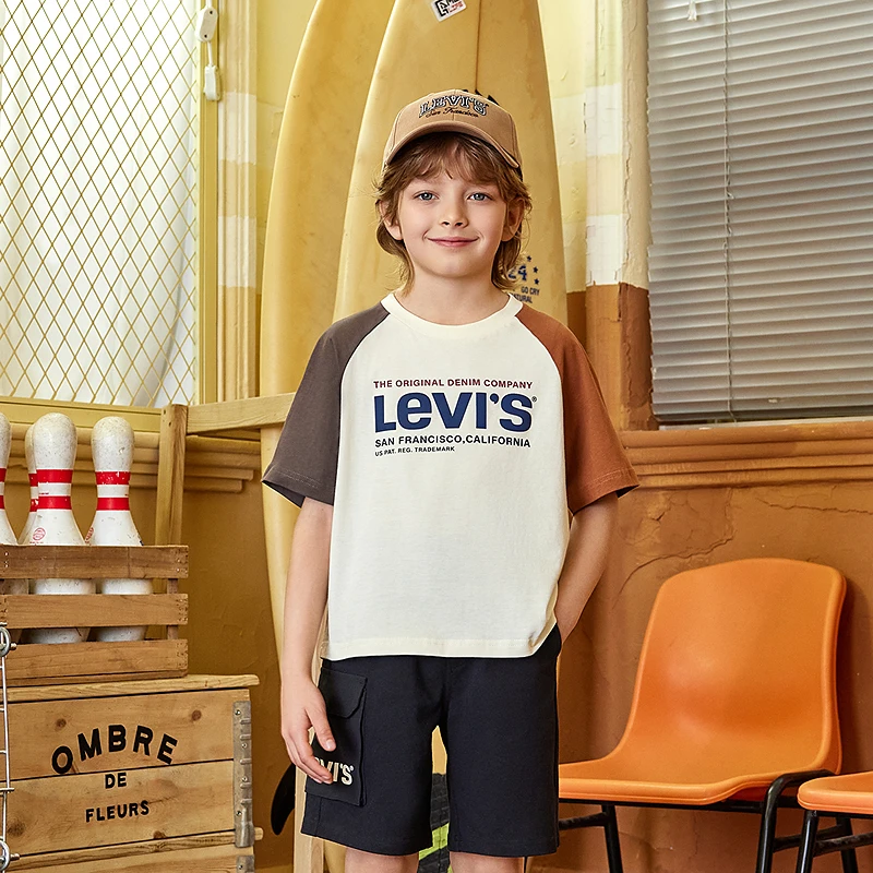 Levi's李维斯夏季儿童圆领纯棉时尚休闲撞色童装T恤LVB-AG-N196