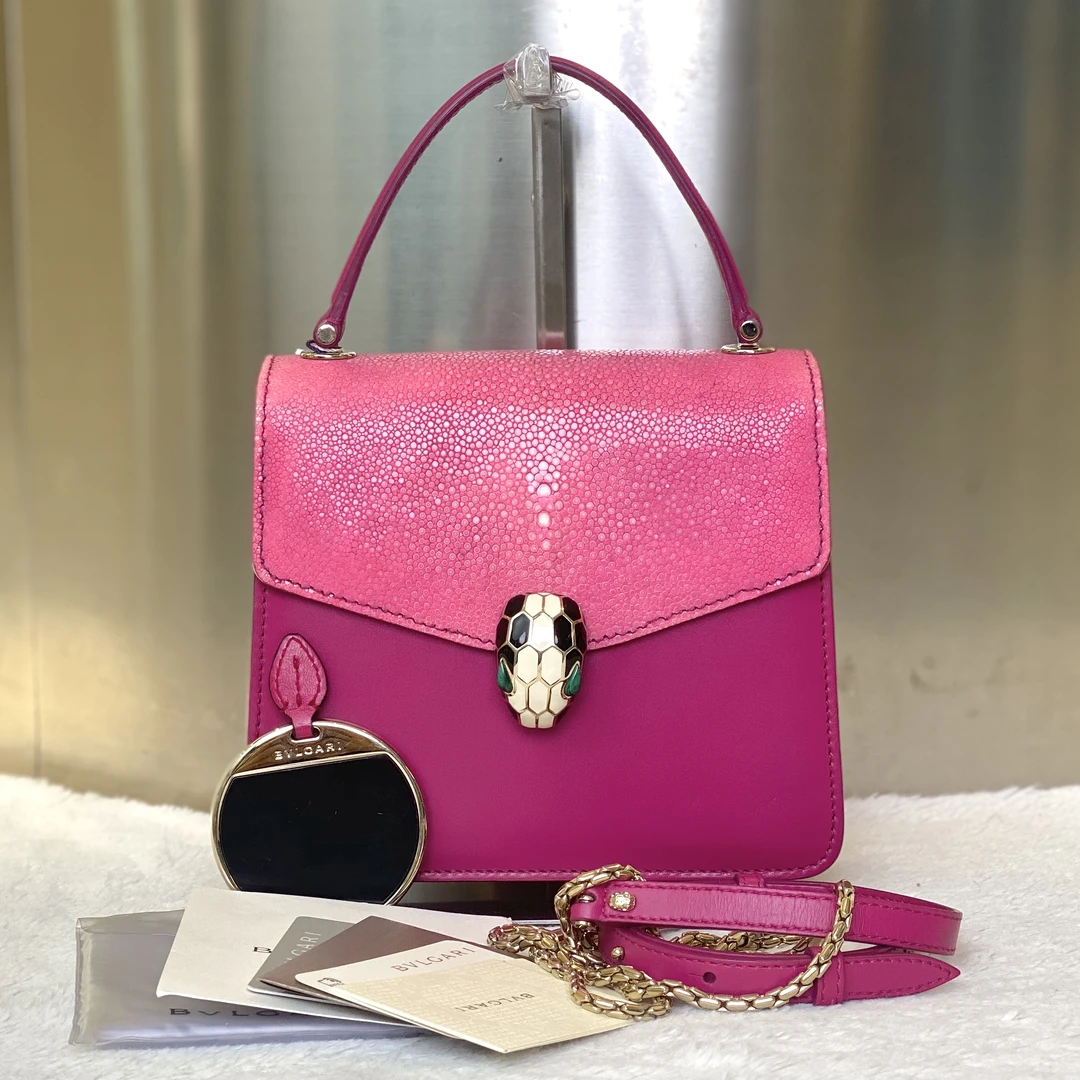 99新 BVLGARI/宝格丽 古有98新宝格丽蛇头手提斜挎包4243