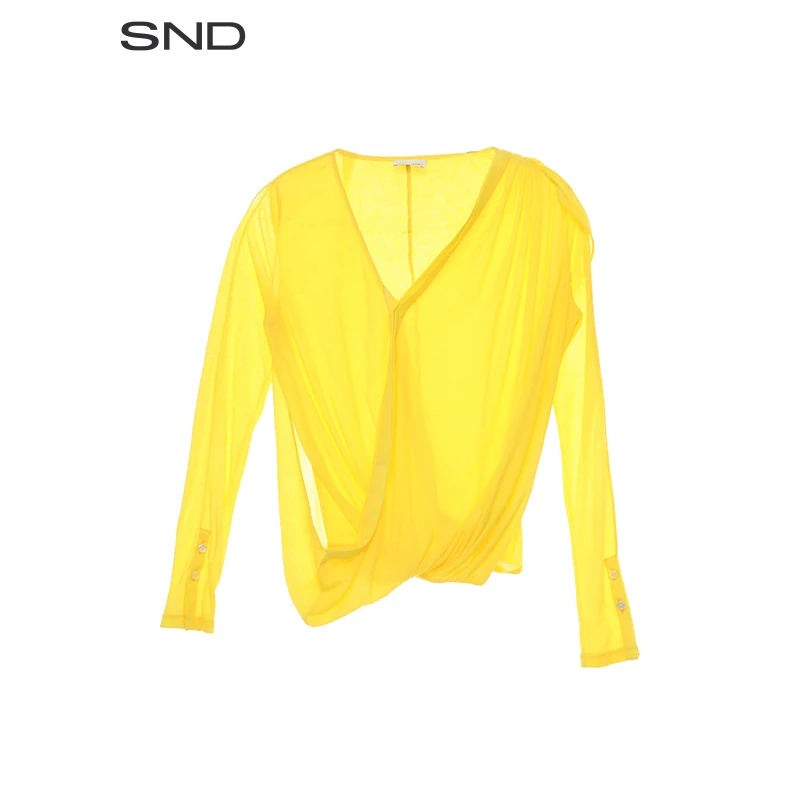 【CPLUS SERIES 设计师品牌】SND SS25 V领翻折褶皱上衣