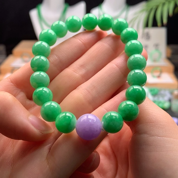 翡翠未镶嵌手串天然缅甸A货翡翠卡9.7-11.6mm