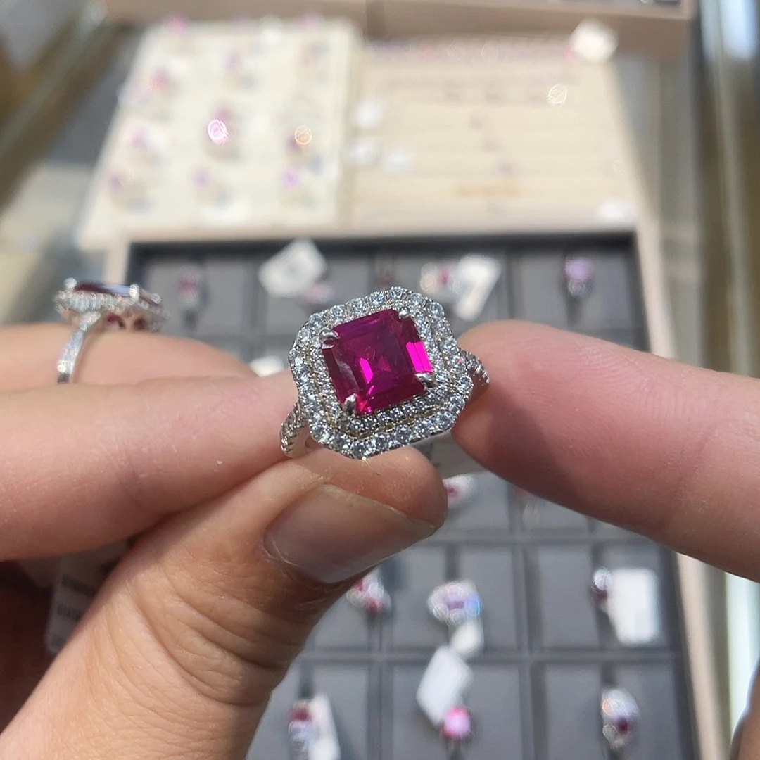 925银培育宝石实心s925银镶