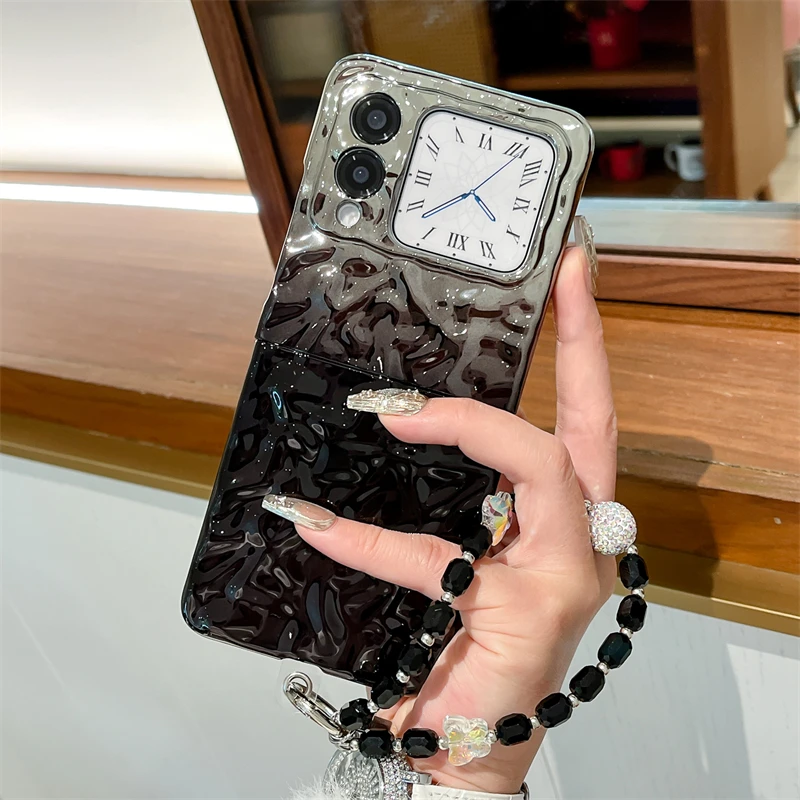 适用华为novaflip手机壳电镀水波纹novaflip折叠屏防摔女款保护套