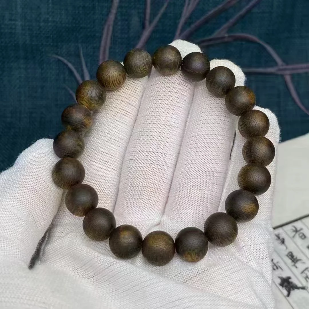沉香14mm单圈圆珠天然种植奇楠沉香手串原汁原味16颗珠宝饰品