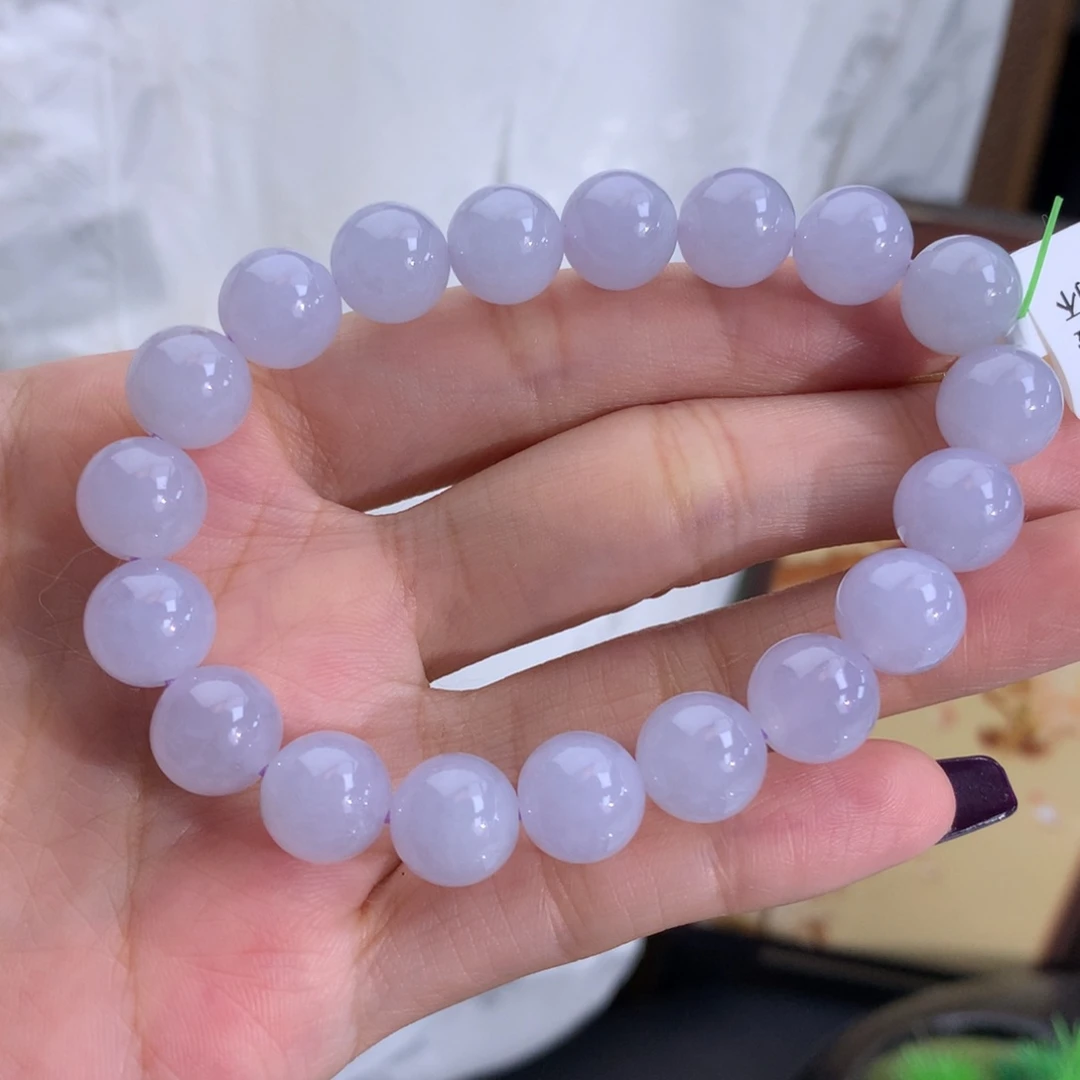 翡翠未镶嵌手串卡9.9细润淡淡紫手串