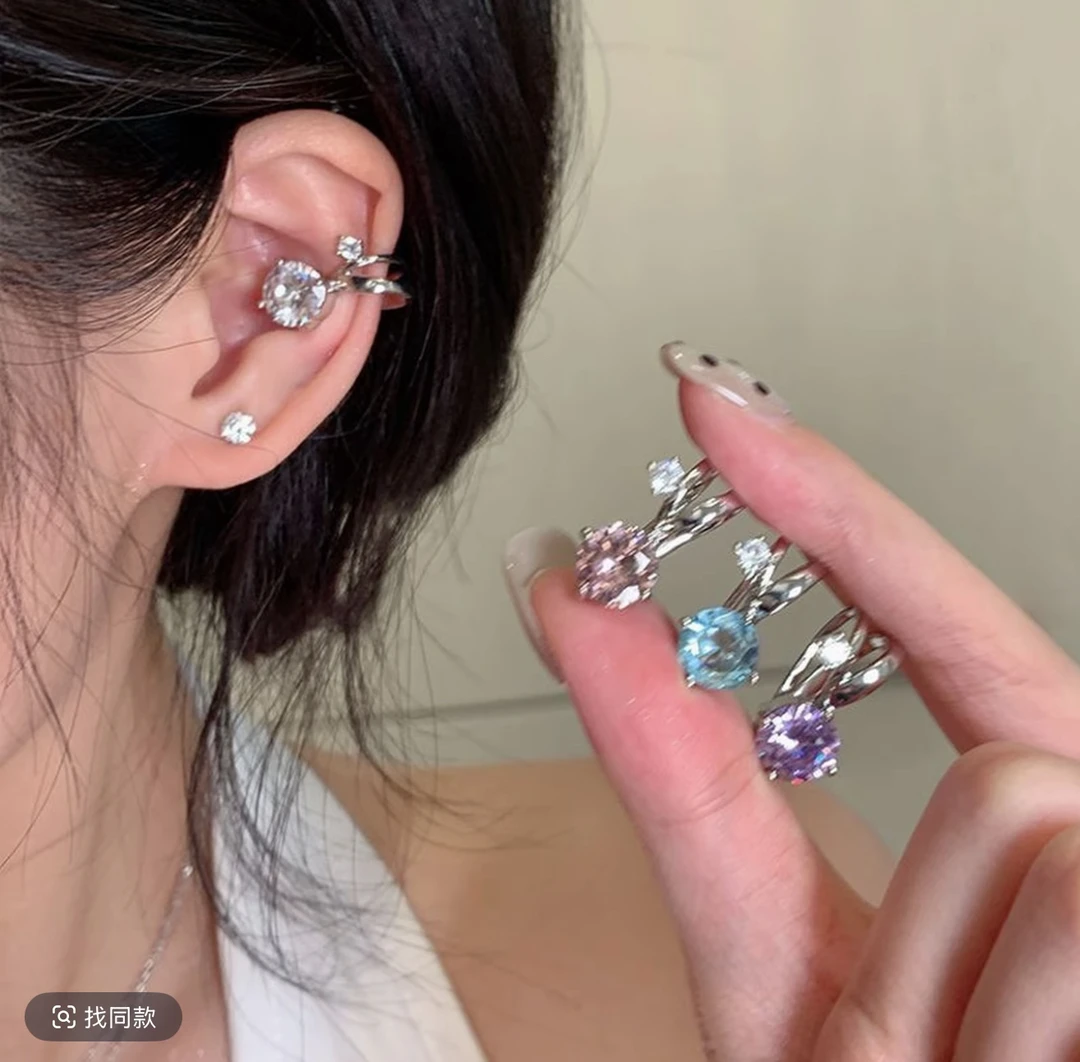 钛钢耳饰 8mm华子耳夹款 ss39时尚百搭耳蜗钉耳骨钉耳蜗耳夹款2号