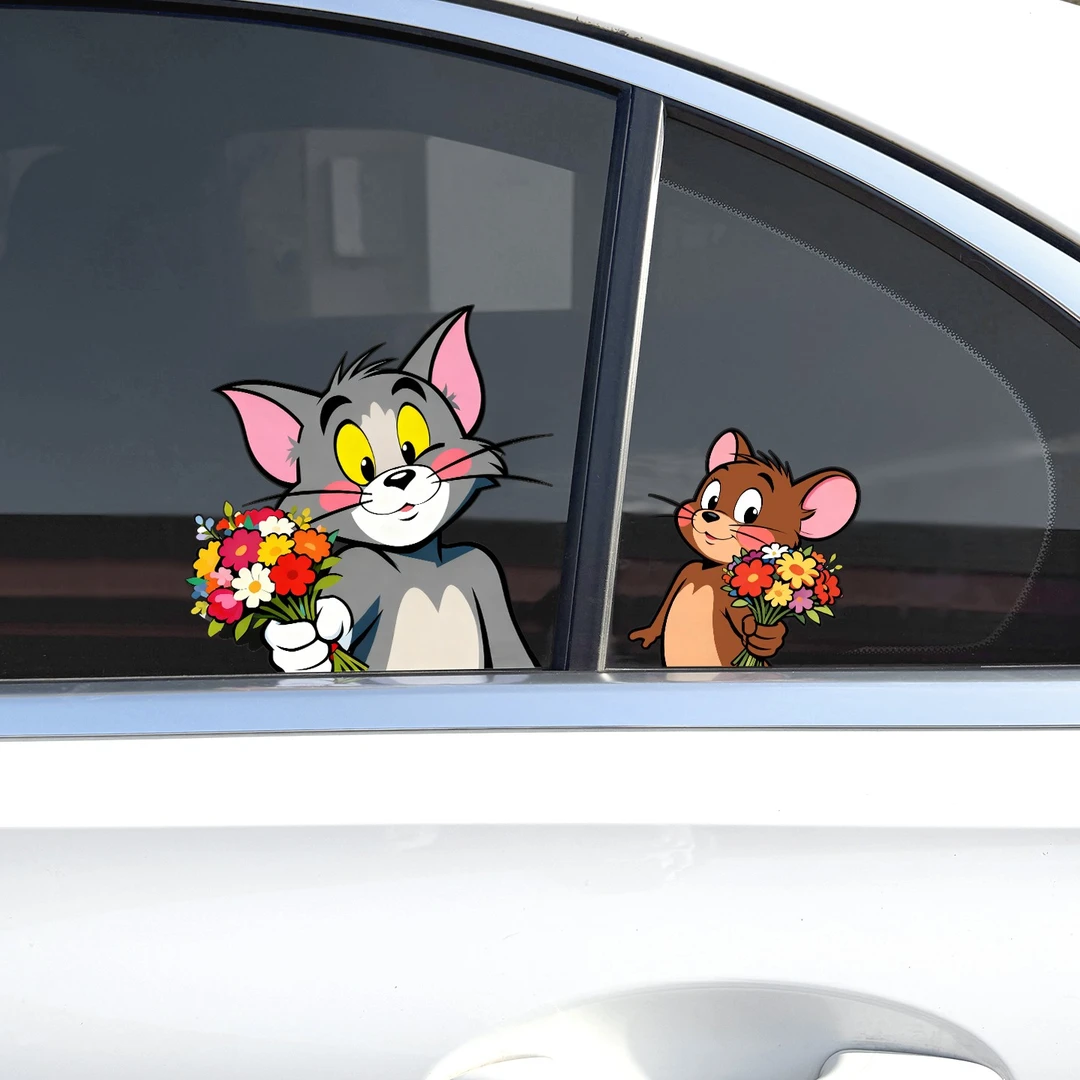 猫和老鼠车贴汽车车身车窗玻璃装饰贴纸卡通可爱摩托车电瓶车贴纸