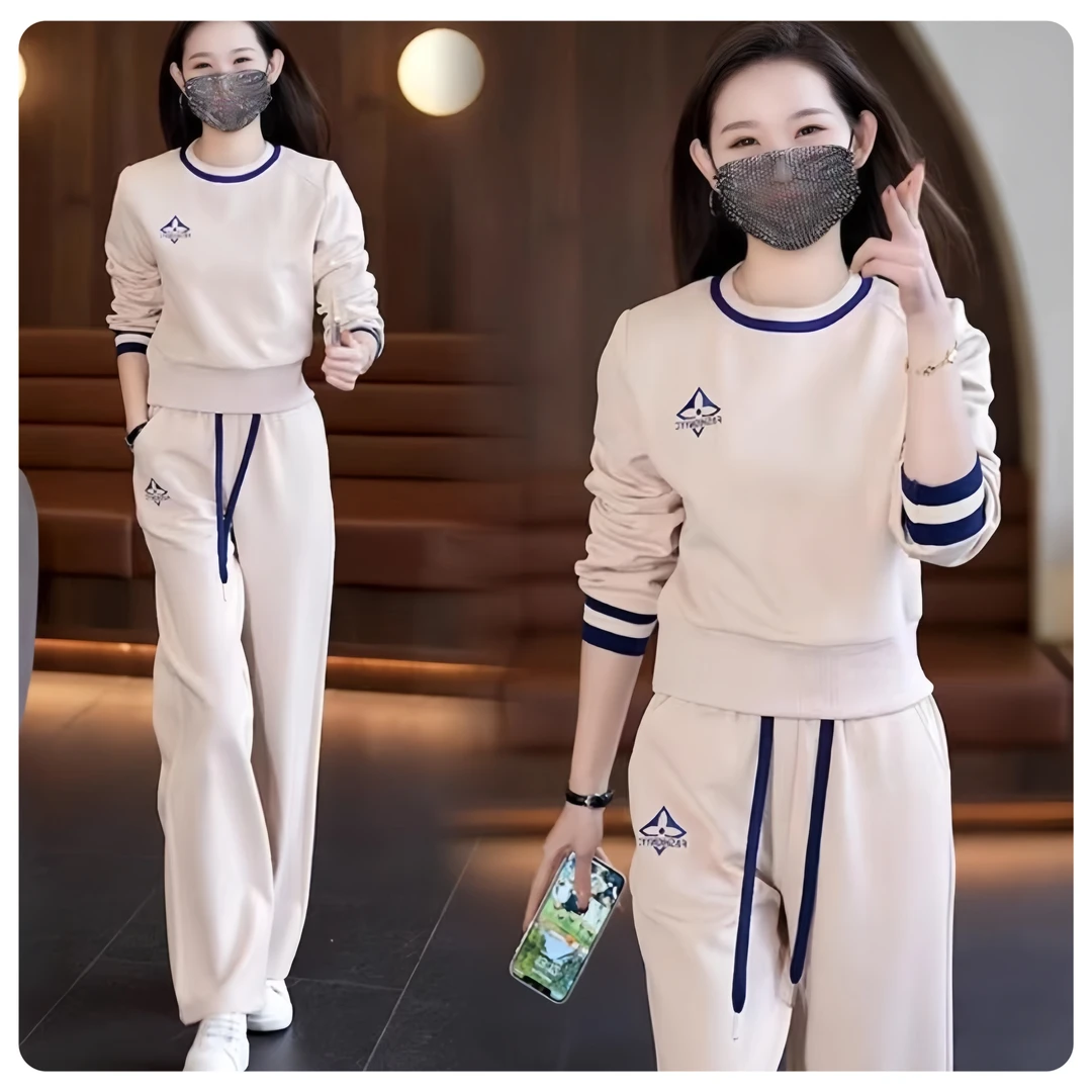 时尚休闲运动套装女2025春秋新款气质显瘦宽松百搭减龄洋气两件套