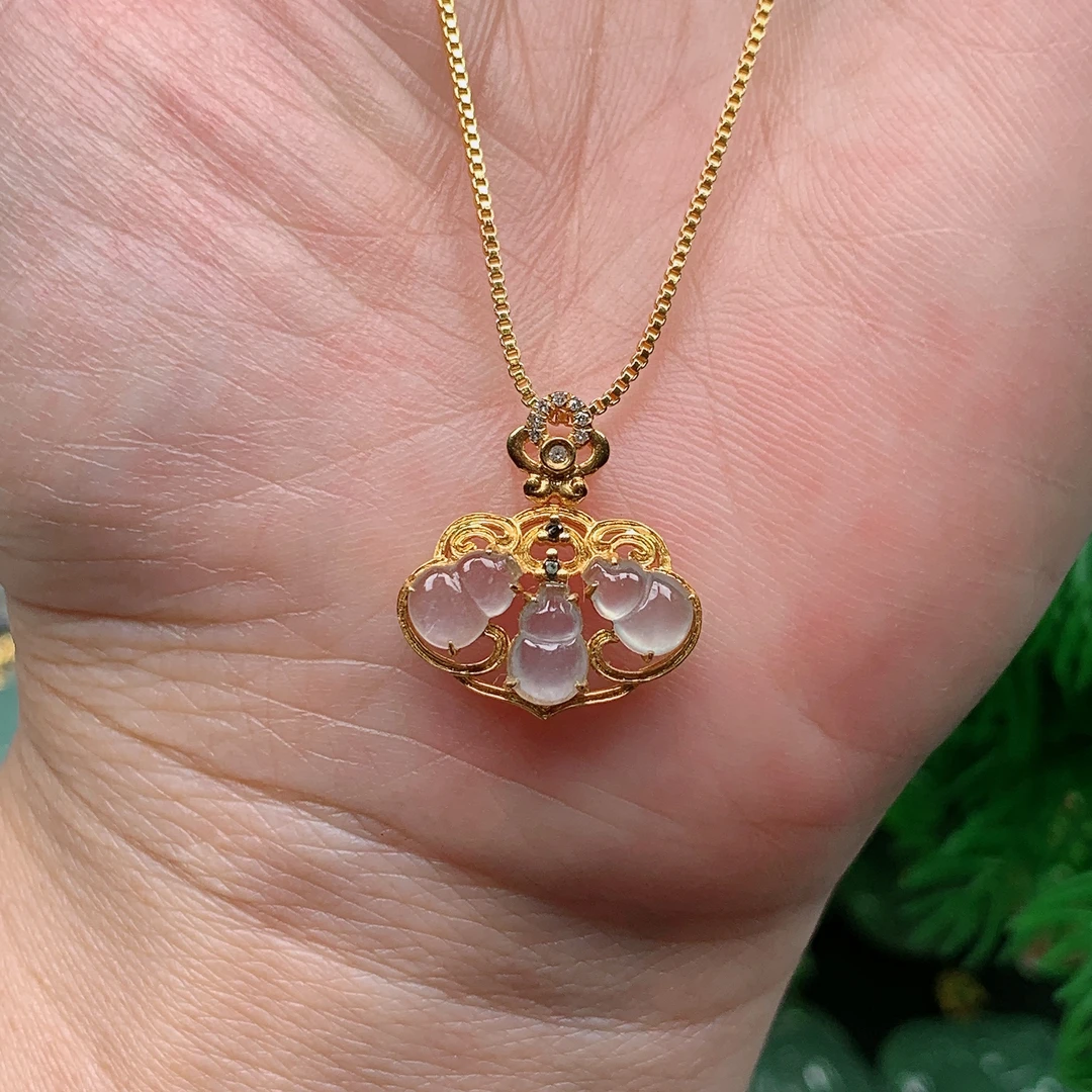 缅甸天然翡翠A货 冰润冰种葫芦179/602(整体17.7x16.5x4.3)