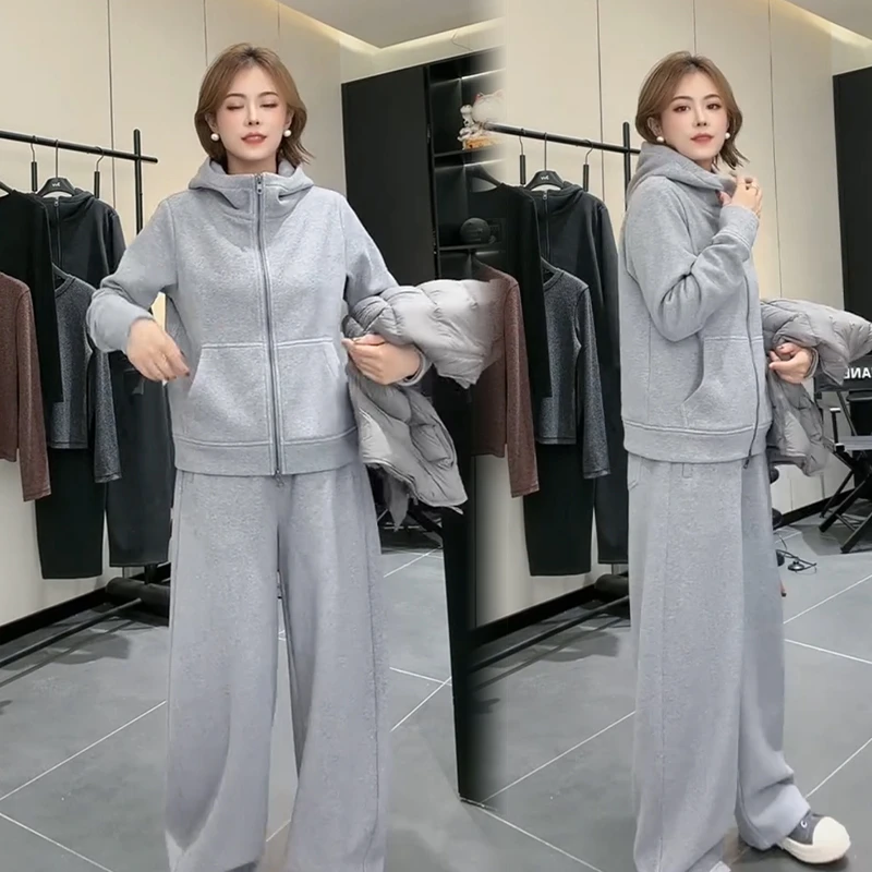 2025秋冬新款时尚显瘦气质网红高档套装女高级百搭宽松大码两件套