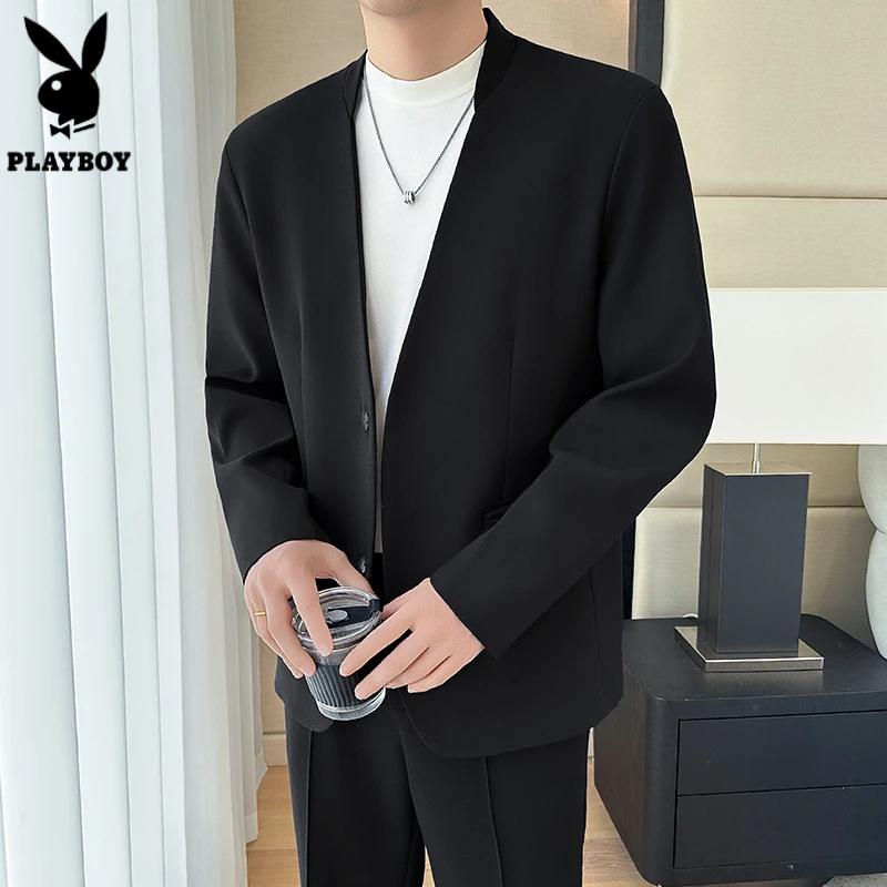 花花公子韩版气质小西装男士秋季宽松西服夹克潮流痞帅休闲上衣