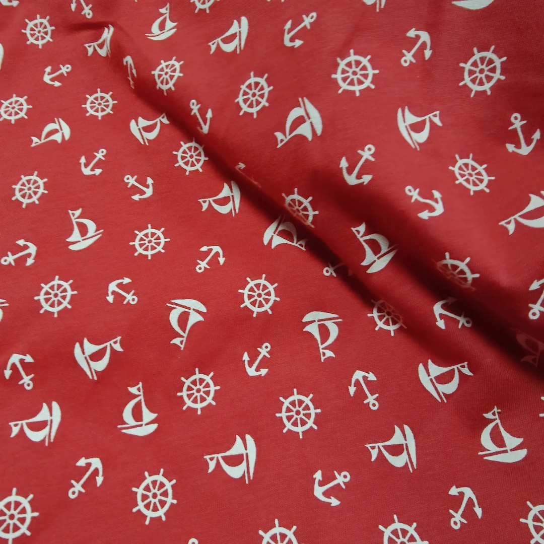 237红色帆船汗布布料2米