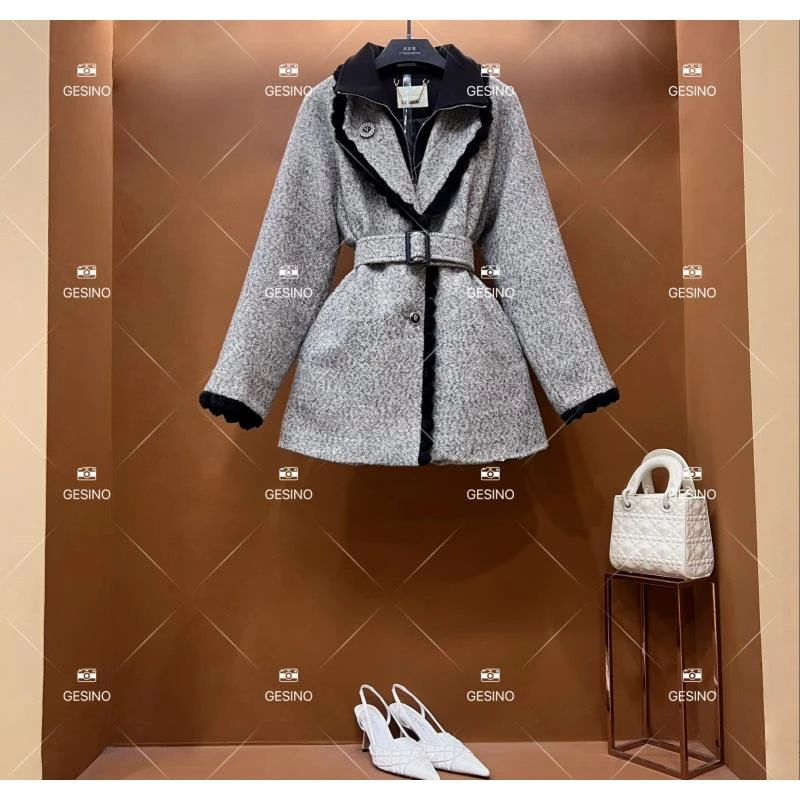 【露露】秋冬气质小香风时尚设计师中长款外套 QD-2025553