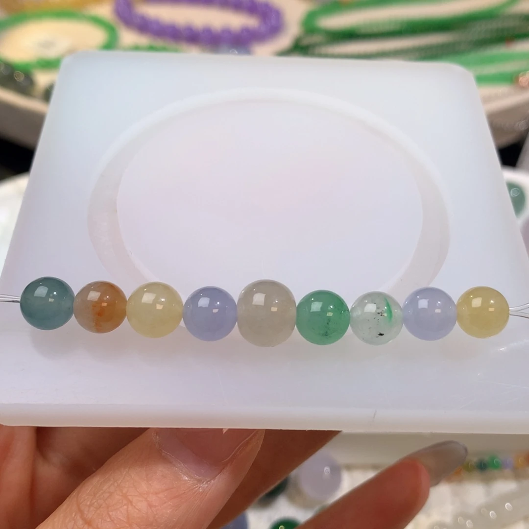 未镶嵌定制翡翠冰种多宝珠珠 9颗 宠粉
