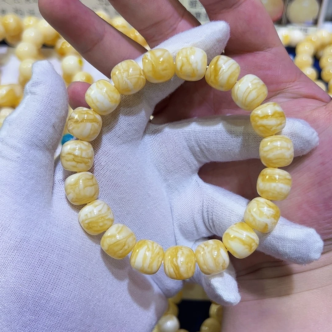 琥珀未镶嵌手链13mm同料