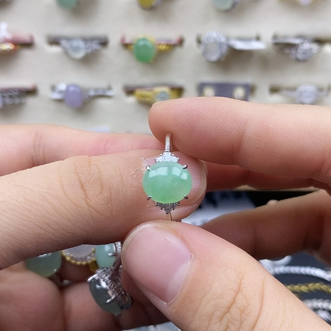 翡翠银S925镶嵌戒指