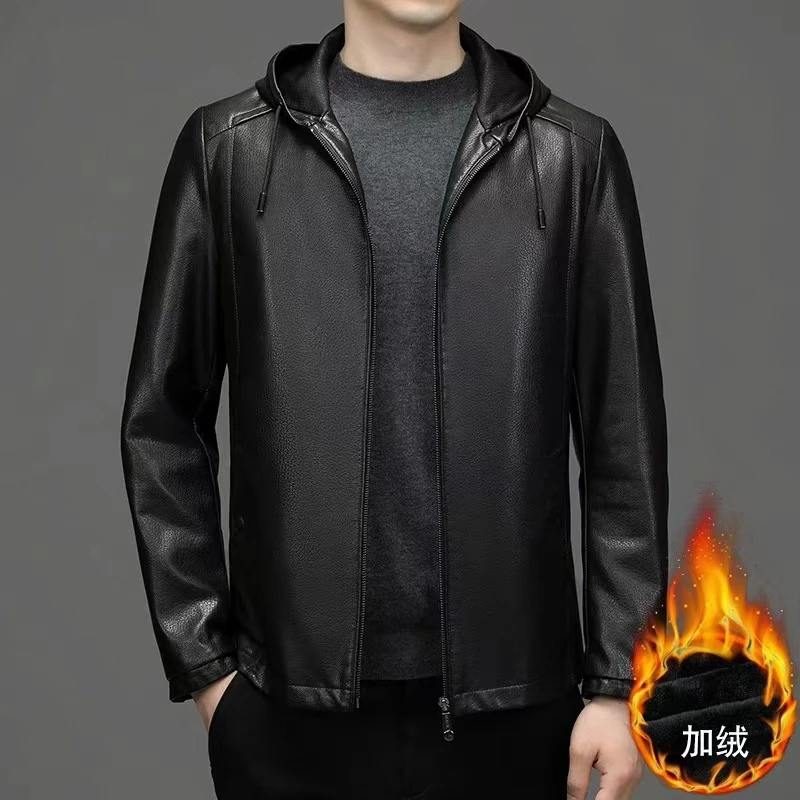 【海宁皇冠G-11】2226休闲商务男士保暖连帽加绒外套时尚秋冬季