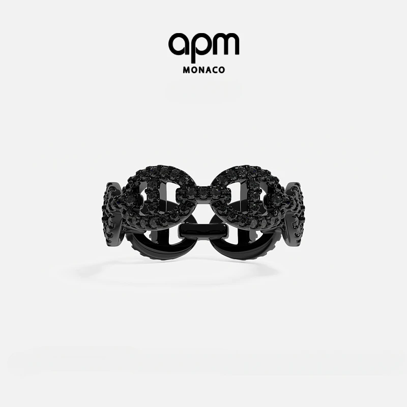 [新品]APM Monaco Marine戒指黑色时尚个性情侣对戒浪漫生日礼物