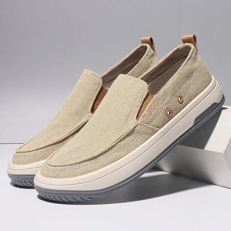 春秋新款时尚休闲帆布鞋男鞋厚底耐磨运动鞋低帮一脚蹬轻便百搭