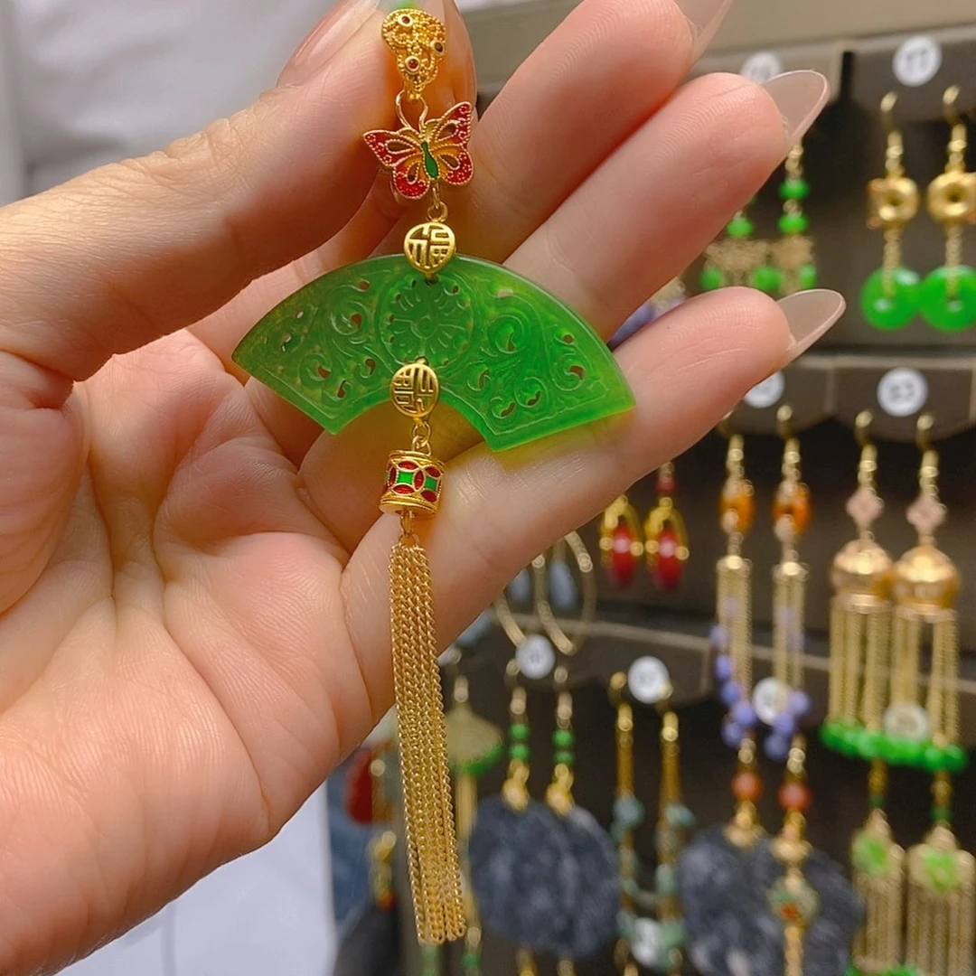 翡翠合金耳饰翡翠
