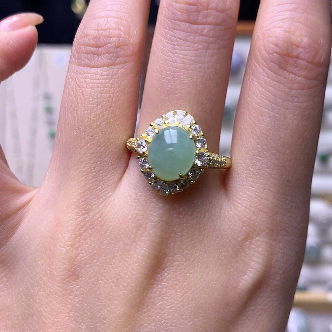 翡翠银S925镶嵌戒指