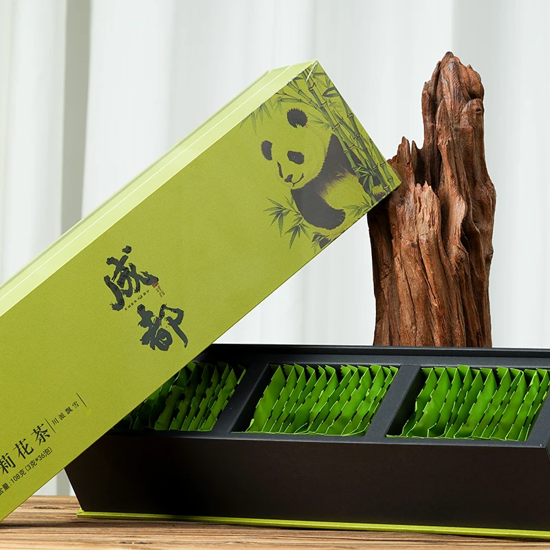 年货礼盒装四川成都特产茉莉飘雪小泡浓香型川派茉莉花茶特级新茶