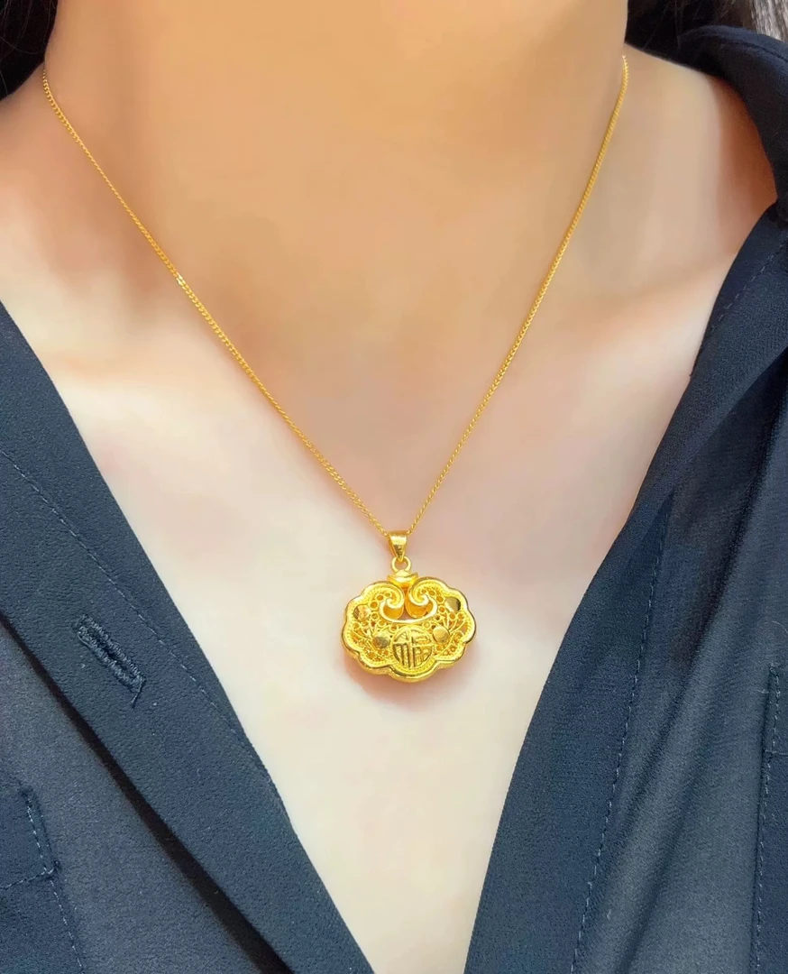 合金项链 平安锁项链女2025年新款爆款福字长命锁