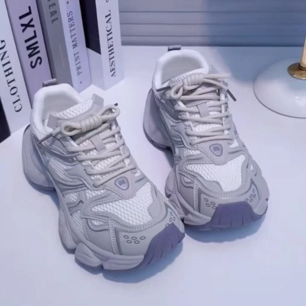 【玲】明星同款夏新款老爹鞋女时尚百搭网面透气厚底增高休闲运动鞋