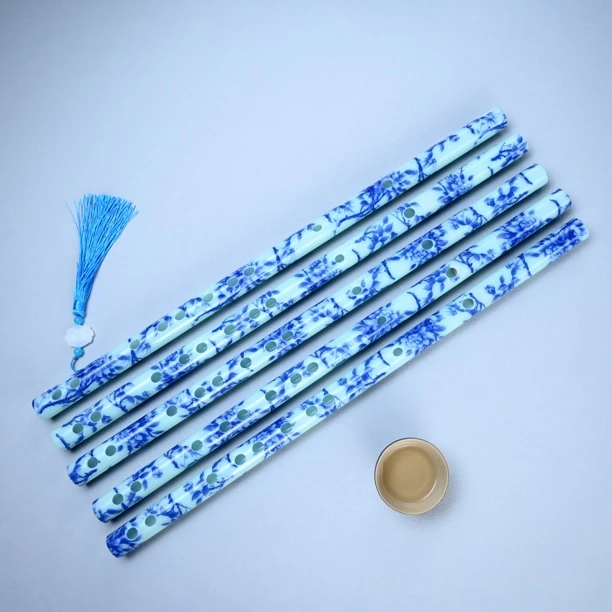 高颜值彩色新型青花瓷玉笛子防摔防裂国风雅器专业横笛E调笛子