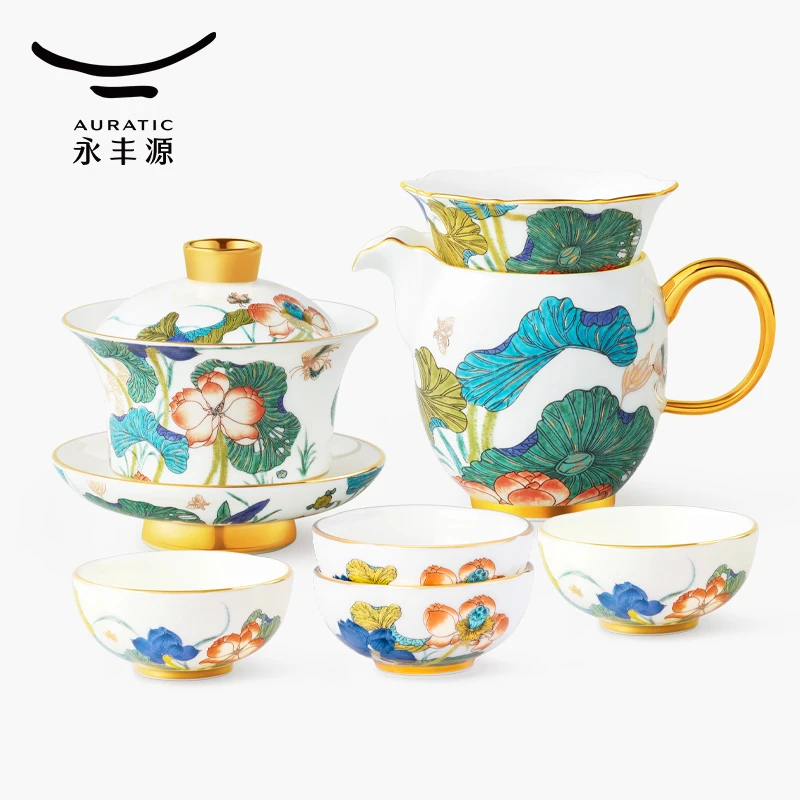 永丰源幸福和鸣9头茶具4人用盖碗茶杯家用陶瓷高端茶具套装
