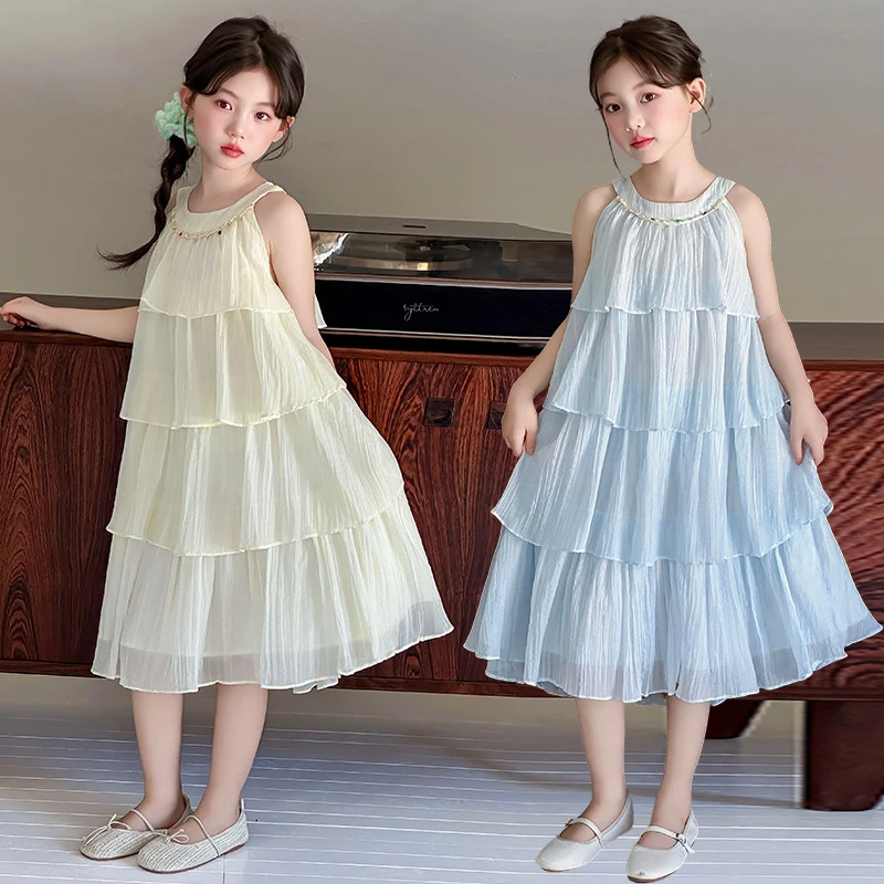 女童夏季连衣裙超仙度假风2025新款洋气儿童装女孩蛋糕裙公主裙子