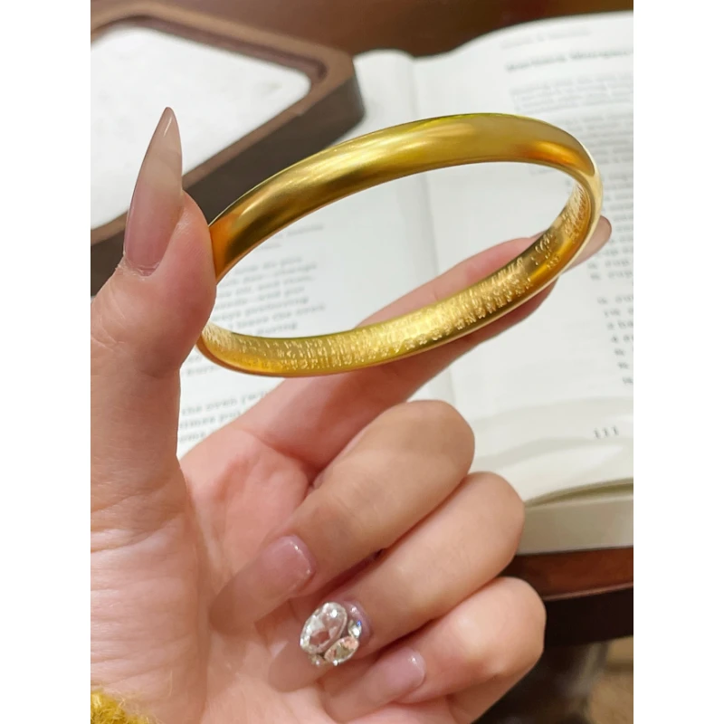 NANSHE/南奢 新中式内圈文字莲花素款手镯 L852