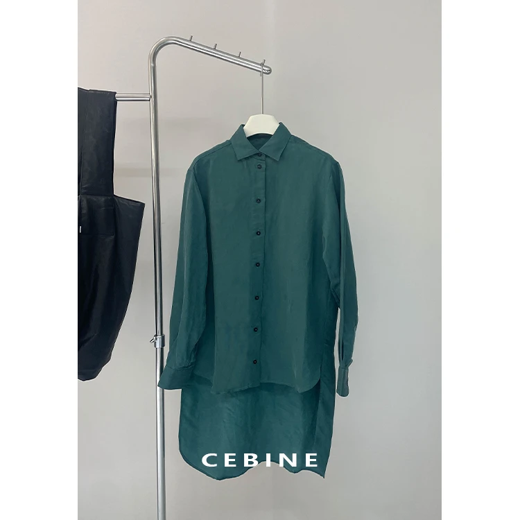 清！中长款衬衫长款百搭设计感垂感衬衣宽松纯色上衣