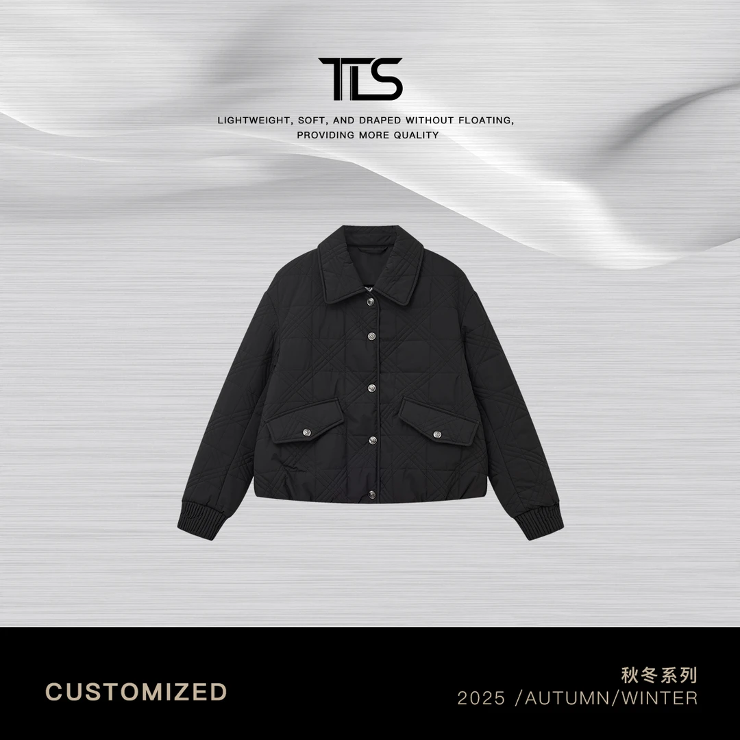 TT【黑桃A】90国标鹅绒服经典复古菱形格短款翻领羽绒外套Y5011