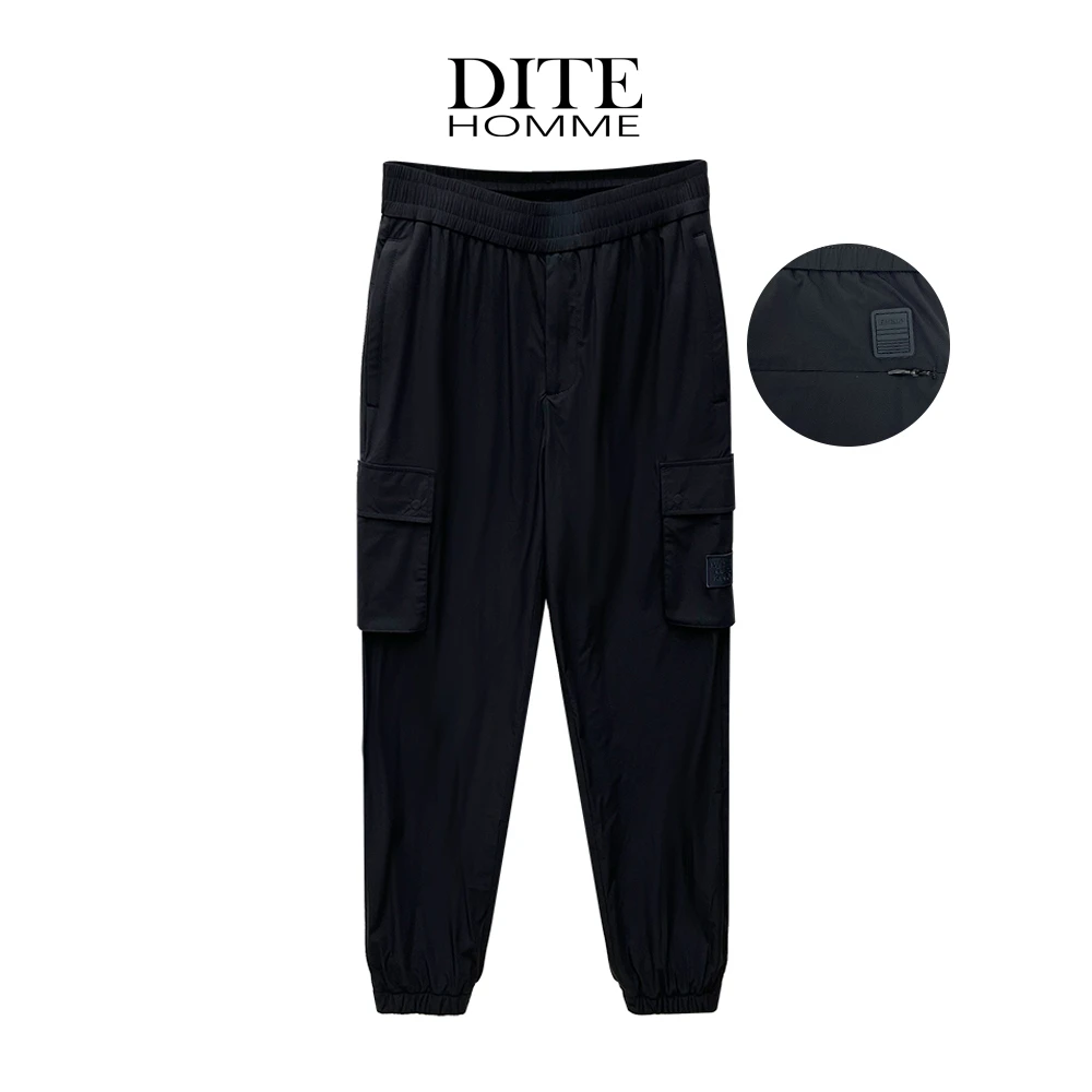 Dite迪特男士秋冬季厚加绒多口袋束口户外运动百搭宽松休闲工装裤