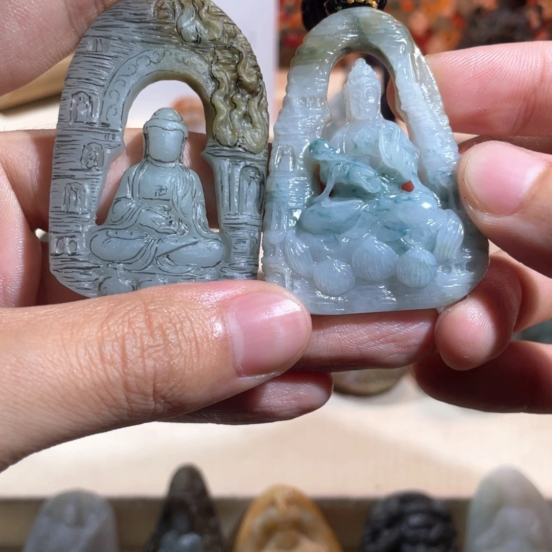 韩***癫未镶嵌定制翡翠定制翡翠雕刻