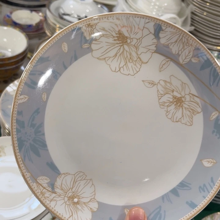 瓷片时光八寸浅盘四个微瑕