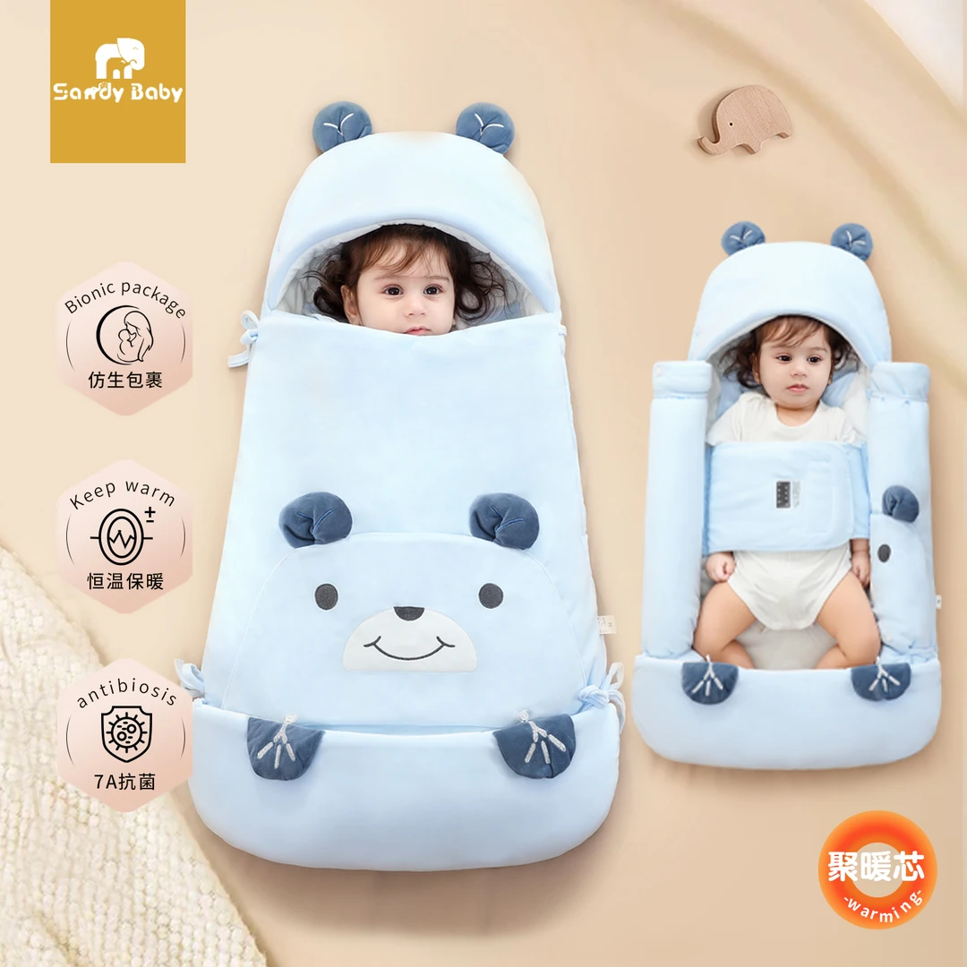 婴儿抱被秋冬款初生宝宝加厚睡袋防惊跳产房包被新生儿用品防踢被