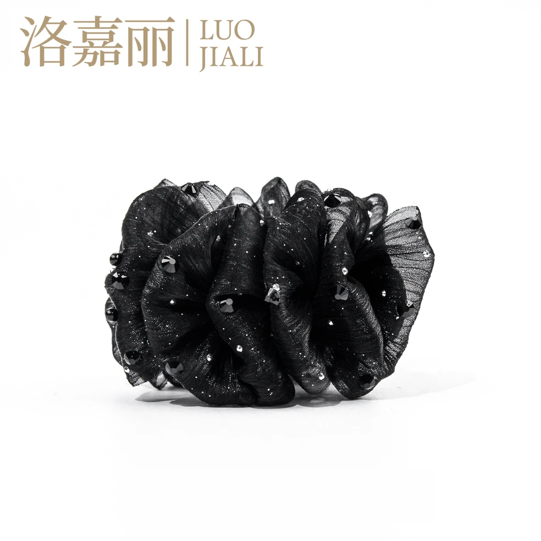 【巴黎王妃】云朵泡泡 法式黑色简约气质蓬松马尾丸子夹 WZJ8728