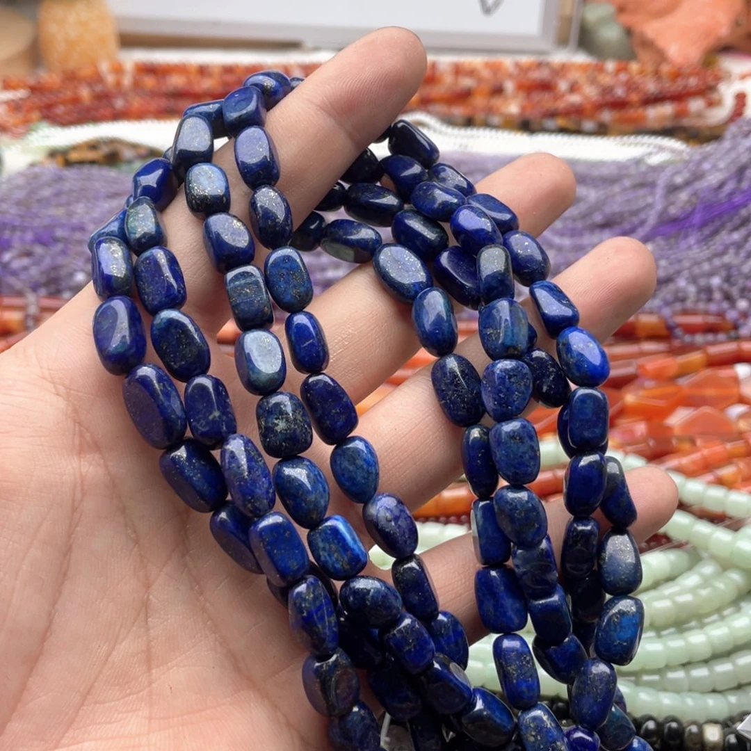 玛瑙/玉髓未镶嵌珠宝半成品一条装7*12mm青金长方糖随行珠