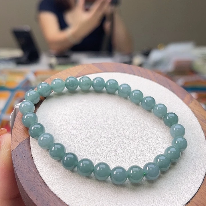 翡翠未镶嵌手串A17卡6.8 多样性发一