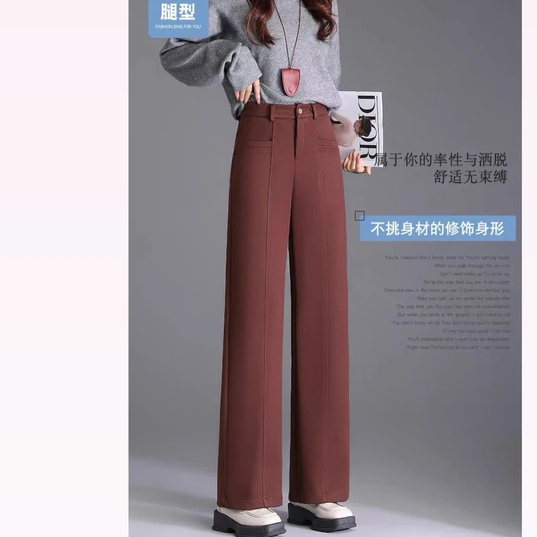 【专柜系列】2024秋冬新品加厚时尚高腰显瘦直筒裤3463