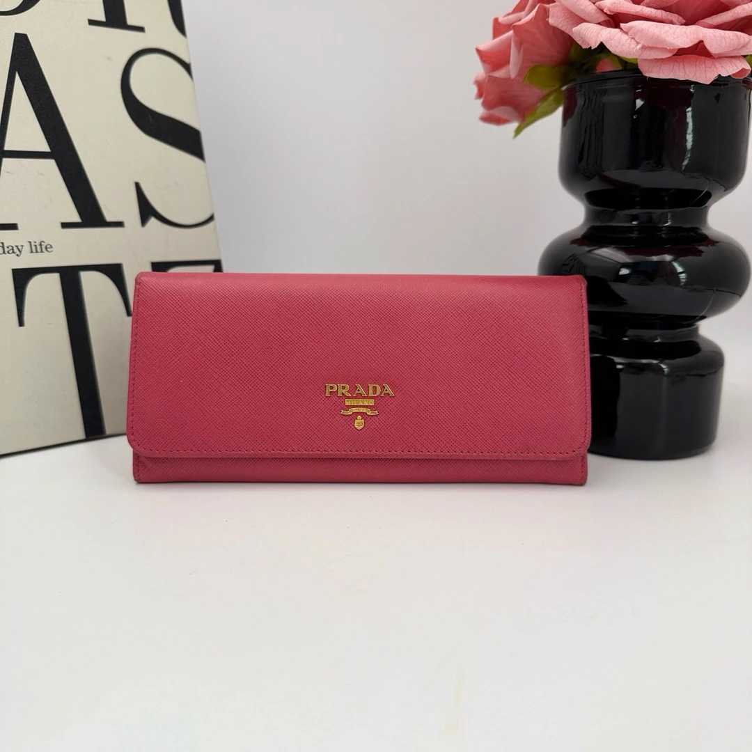 95新 Prada/普拉达 普拉达 xy 9189 粉色钱包