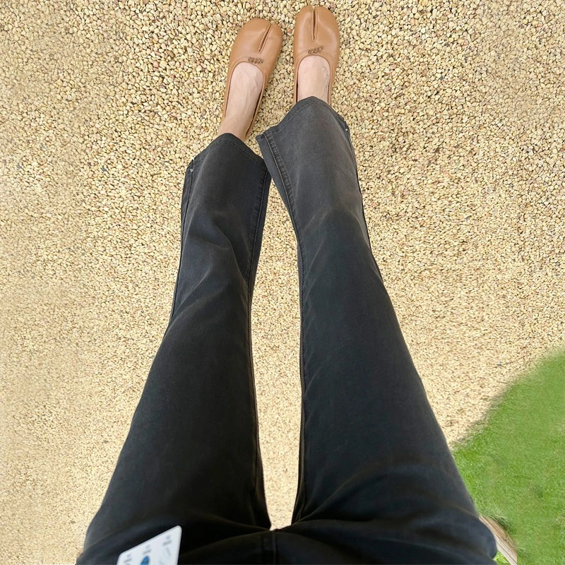 黑色天丝牛仔裤女2025夏季新款修身轻薄透气莱赛尔九分微喇叭裤子