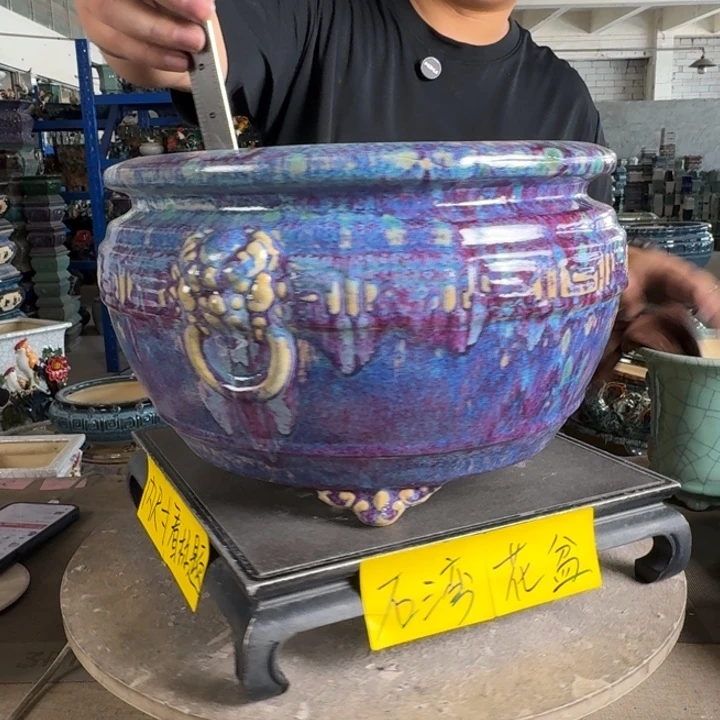 。一风堂石湾花盆 高温裂 内27*18